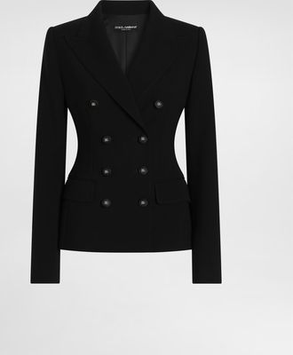 Dolce & Gabbana Double-breasted Jacket In Double Wool Cr&ecirc;pe - Woman Blazers Black 36