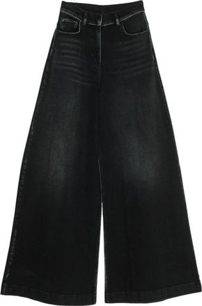Twinset Jeans Wide Leg Vita Alta - Dames - Wijde Broeken - Zwart - W26 - Katoen - Broeken