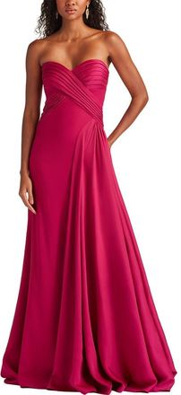 Tadashi Shoji Strapless Pleat Crepe Gown in New Fuchsia at Nordstrom, Size 12