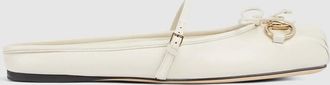 Gucci Womens Gucci Horsebit Mule, White, Leather