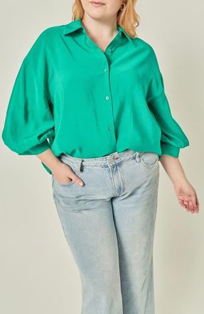 English Factory Balloon Sleeve Shirt in Kelly Green at Nordstrom, Size 3X