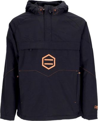 Dolly Noire Zwart/Oranje Anorakjas met Fleecevoering - Heren - Zomerjassen - Zwart - L - Polyester - Jassen