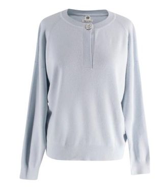 Herm&egrave;s Herm&egrave;s Pale Blue Silk and Cashmere Blend Knit Sweater Size S