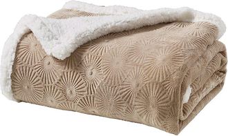 Luxury Home Louvre Embossed Sherpa Plush Throw Blanket