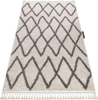 RugsX Rugsx - Carpet berber beni cream Fringe Berber Moroccan shaggy beige 120x170 cm