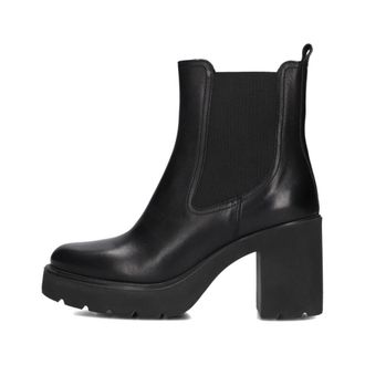 Unisa Schoenen, Dames, Zwart, 41 EU, Wol, Zwarte Chelsea Boots met Blokhak