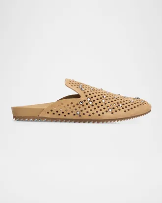 Pedro Garcia Braidy Embellished Suede Utility Clogs