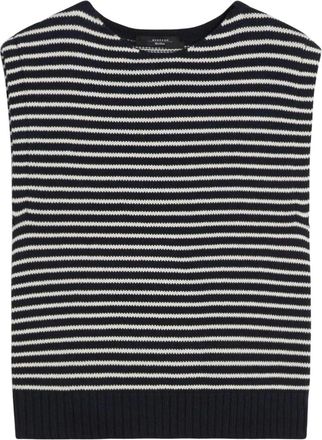 Max Mara Round-neck Knitwear, female, Blue, Size: XS Gilet in maglia