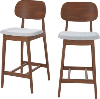 Rendez-Vous Déco Set de 2 sillas para isla central en madera y tela gris 66 cm