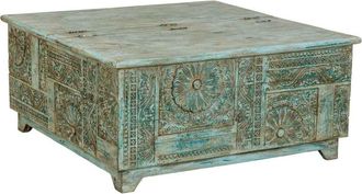 Wanderlust Deco Mesa de centro de madera azul 100x100x47h cm