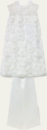 Self Portrait Embellished Tulle Satin Bow Mini Dress