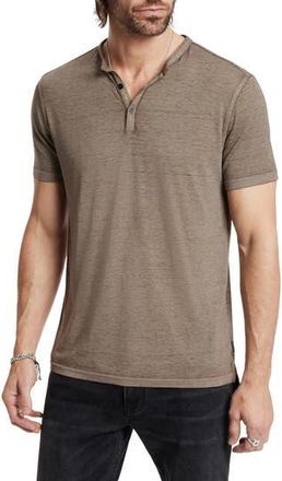 John Varvatos Duke Short Sleeve Slub Henley in Spruce at Nordstrom Rack, Size X-Large