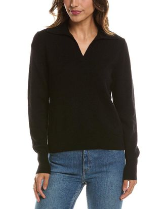 Fort&eacute; Cashmere Split Neck 100% Cashmere Polo Sweater