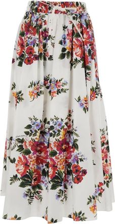 Dolce & Gabbana Geplooide Lange Rok - Dames - Midirokken - Wit - M - Katoen - Rokken