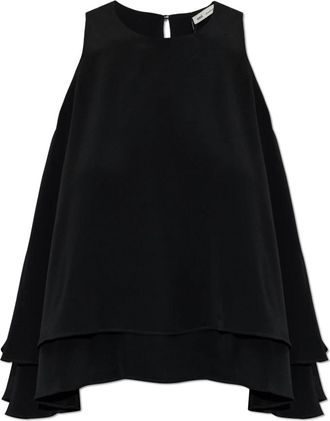 Ami Top met losse pasvorm - Dames - Tops zonder mouwen - Zwart - XS - Satijn - Tops