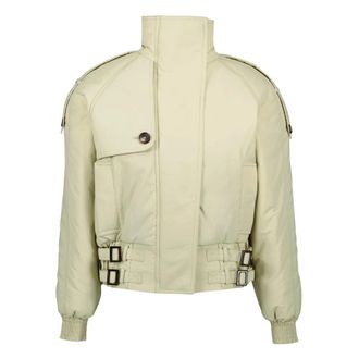 Marine Serre Jassen, Dames, Beige, S, Katoen, Regenerated Gabardine Twill Bomberjack
