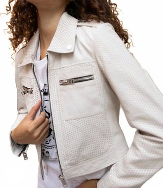 Mauritius Shala Leather Jacket In Off White