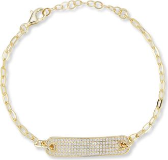 Sphera Milano 14k Gold Plate Pav&eacute; ID Bar Bracelet at Nordstrom Rack