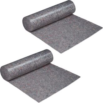 Relaxdays 2 Vellones De Pintor, Cubre Suelos, 1 M X 50 M = 50m&sup2;, Antideslizante, Impermeable, 220g/m&sup2;, Gris
