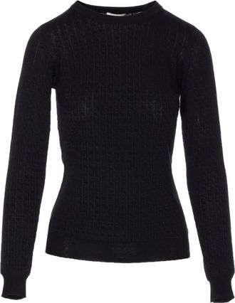Elisabetta Franchi Rondgebreide trui - Dames - Ronde hals truien - Zwart - XS - Nylon - Truien & Vesten
