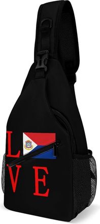 Generic Love Dutch Saint Martin Flag Mens Shoulder Bags Sling Crossbody Backpack Travel Hiking Chest Bag with Small Side 38x20cm