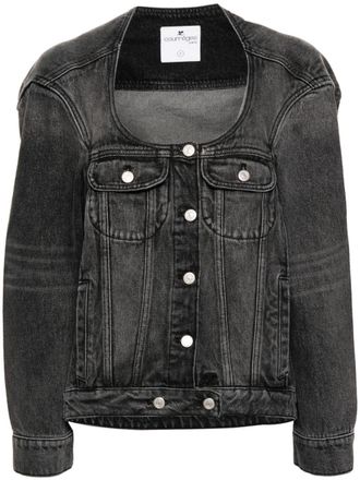 Courrèges Giacca denim con scollo a U - Grigio