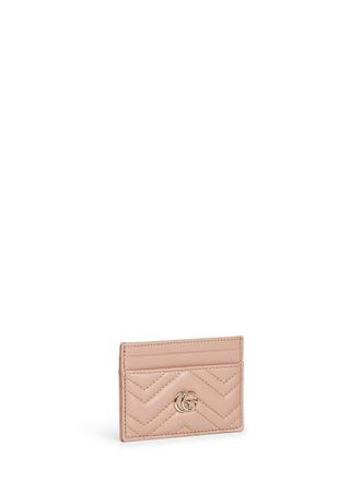 Gucci Womens Pinkish Beige Gg Marmont Card Holder Pink Wallets & Purses