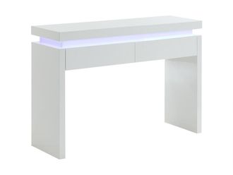 Vente-Unique Consola EMERSON - LEDs - 2 cajones - MDF lacado blanco