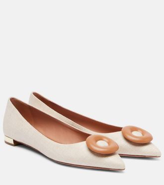 Aquazzura Hoop leather-trimmed ballet flats