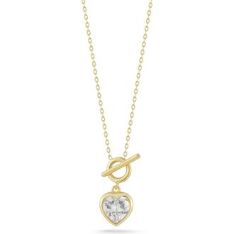 Sphera Milano Cubic Zirconia Heart Toggle Pendant Necklace in Gold/White at Nordstrom Rack