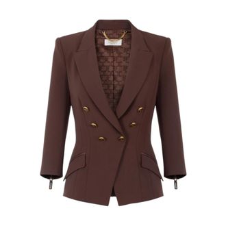 Elisabetta Franchi Dames, Jassen, Bruin, Maat: M Leer