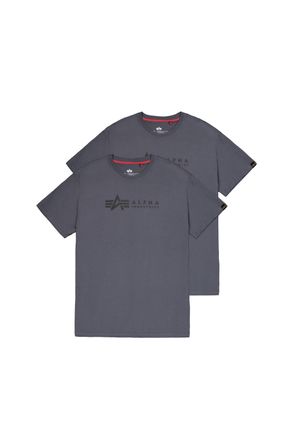 Alpha Industries T-Shirt ALPHA INDUSTRIES Alpha Label T-Shirt 2 Pack, Herren, Gr. M, schwarz (grauschwarz, schwarz), Obermaterial: 100% Baumwolle, Shirts T-Shirt