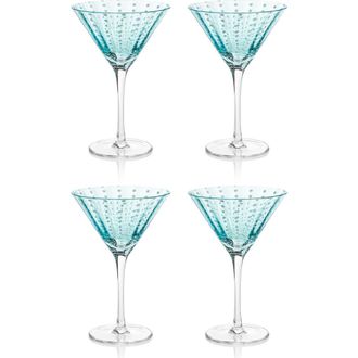 Zodax Portofino Dot Set of 4 Martini Glasses in Aqua Blue/White Dots at Nordstrom Rack