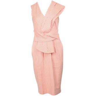 Sportmax Stripe Print Dress in Orange Cotton