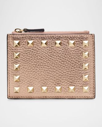 Valentino Garavani Rockstud Calfskin Cardholder with Zip