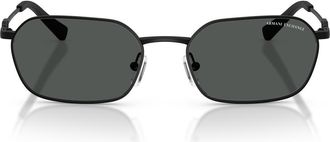 A|X Armani Exchange 54mm Irregular Sunglasses in Matte Black /Dark Grey at Nordstrom