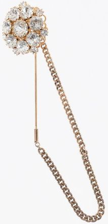 Dolce & Gabbana Golden Effect Brass Brooch with Crystals size Unica