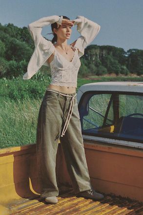 Pilcro Fine Gauge Linen Cardigan