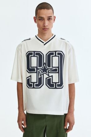 H&M Loose Fit Printed Mesh T-shirt in White/99 at Nordstrom, Size Xx-Large