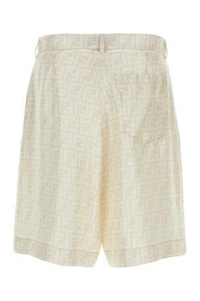 Fendi Mens Embroidered Silk Bermuda Shorts Naturalenaturale Exterior: Lining: Cupro