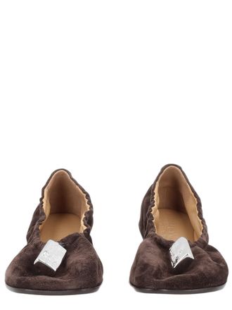 Maison Margiela Black Ruched Metallic-Accent Leather Flats