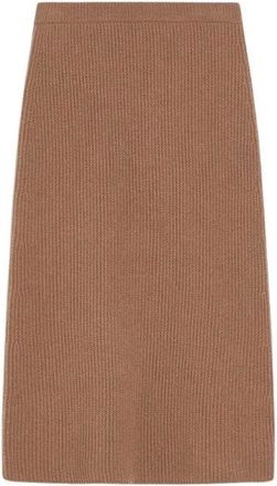 Max Mara Rokken, Dames, Beige, L, Wol, Geribbelde wollen kasjmier rok