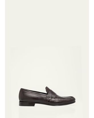 Bergdorf Goodman Mens Buffalo Leather Moc-Toe Loafers