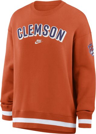 Nike Clemson Legacy Phoenix Nike Womens College Oversized Pullover Crew in Orange | 040H08DQCLV-CGZ