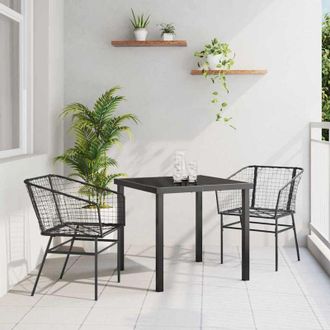 vidaXL Conjunto De Comedor De Jard&iacute;n 3 Pcs Negro Rat&aacute;n Sint&eacute;tico Vidaxl
