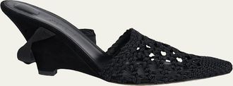 Jacquemus 80mm Les Espadrilles Ankle-Tie Wedge Mules