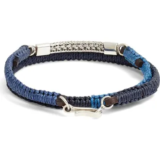 Caputo & Co. Macrame Artisan Leather Bracelet in Blue Combo at Nordstrom