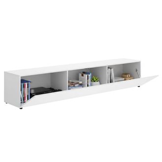 Dmora Mueble Para Tv Brewster, Una Balda, Una Puerta, 2 Compartimentos, 42x220x42h Cm Blanco