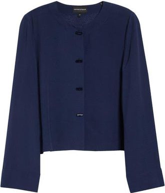 Emporio Armani Micro Leopard Spot Jacquard Top in Navy at Nordstrom, Size 12 Us