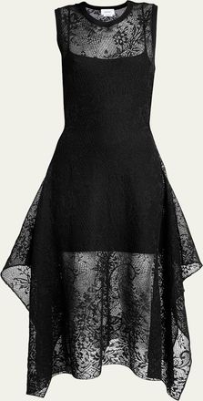 Alexander McQueen Floral Lace Semi-Sheer Sleeveless Dress